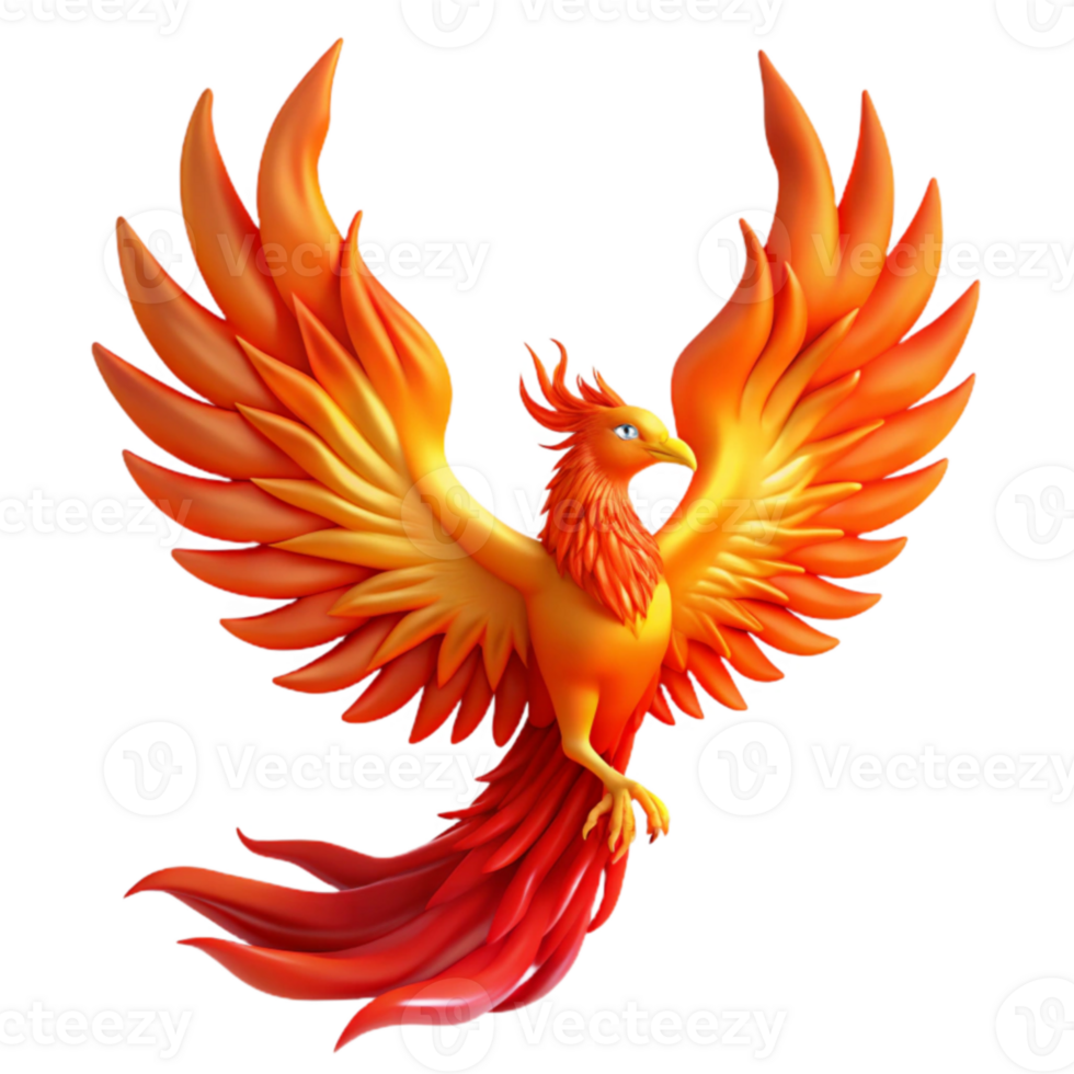 serene rustic Fiery Phoenix 3D Illustration high quality png