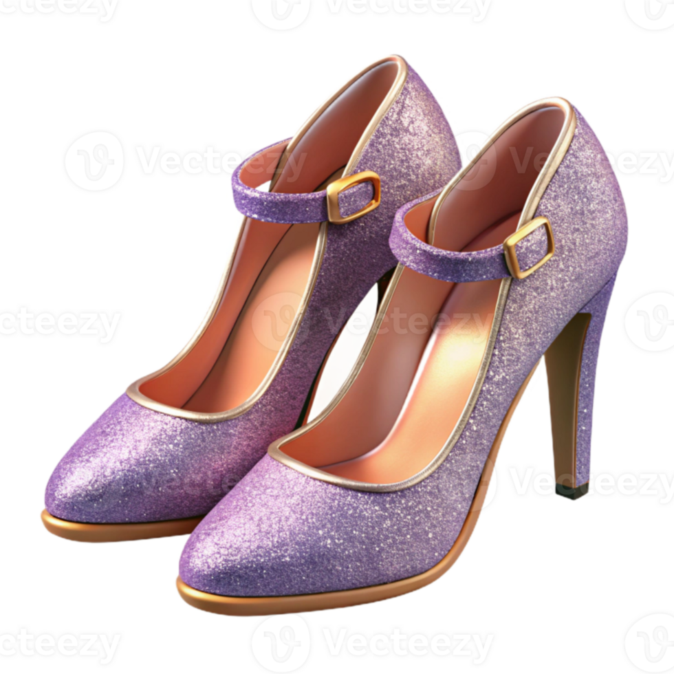 elegant minimalist Glittery Purple High Heels 3D Render exclusive png