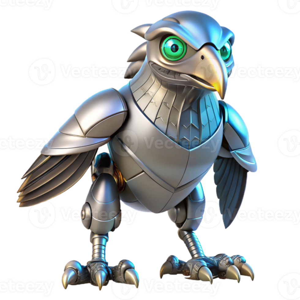 extraordinary minimalist Robotic Eagle 3D Render high quality png
