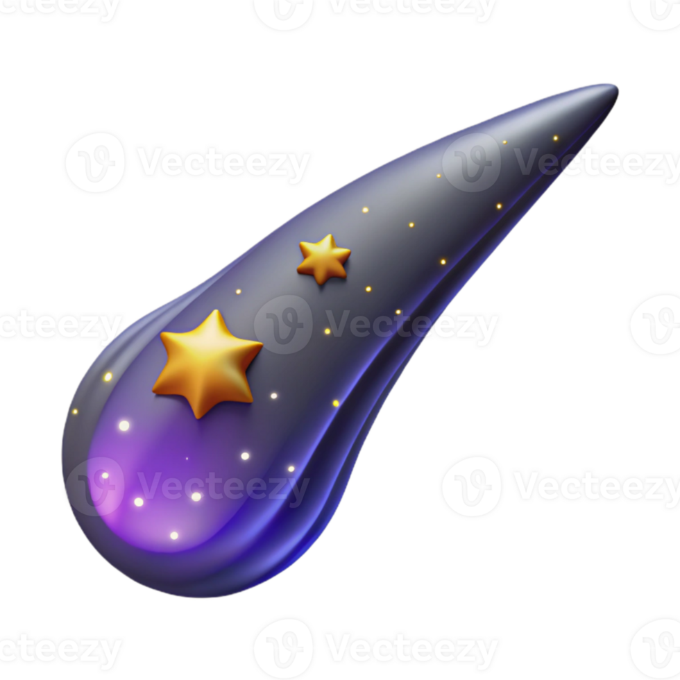 elegant modern 3D Night Sky Comet Illustration high resolution png