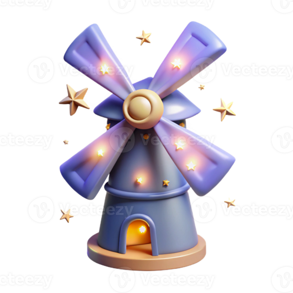 dramatic contemporary Enchanted Windmill 3D Render exclusive png