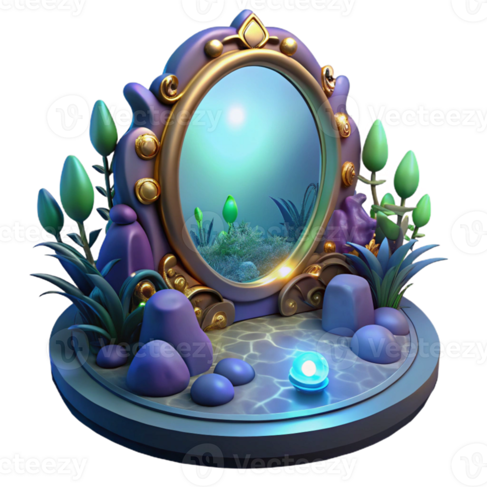 stunning artistic Enchanted Mirror 3D Render professional png