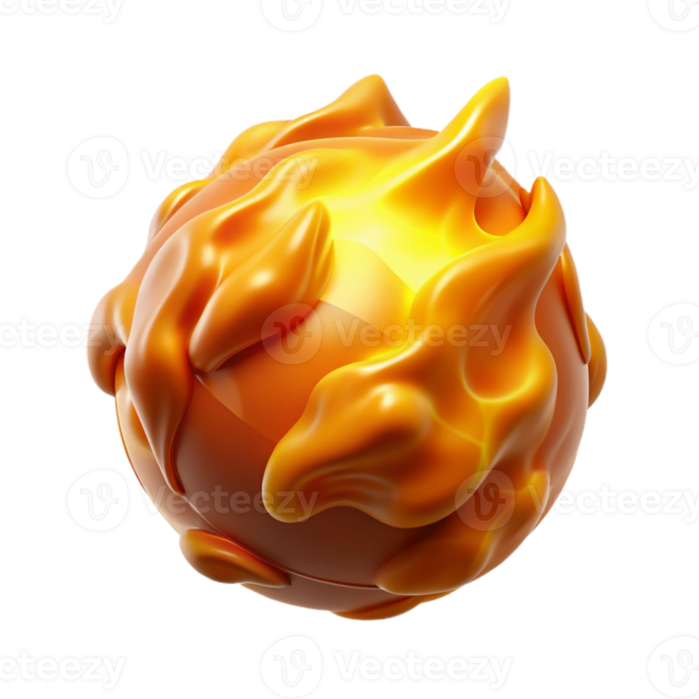 stunning contemporary Orange Fireball 3D Render high quality png