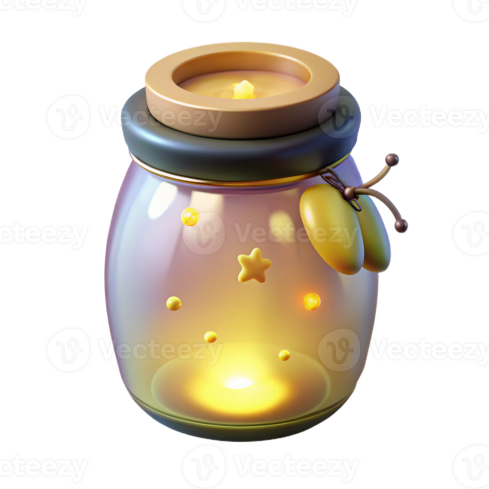 elegant classic Glowing Jar 3D Render Illustration detailed png