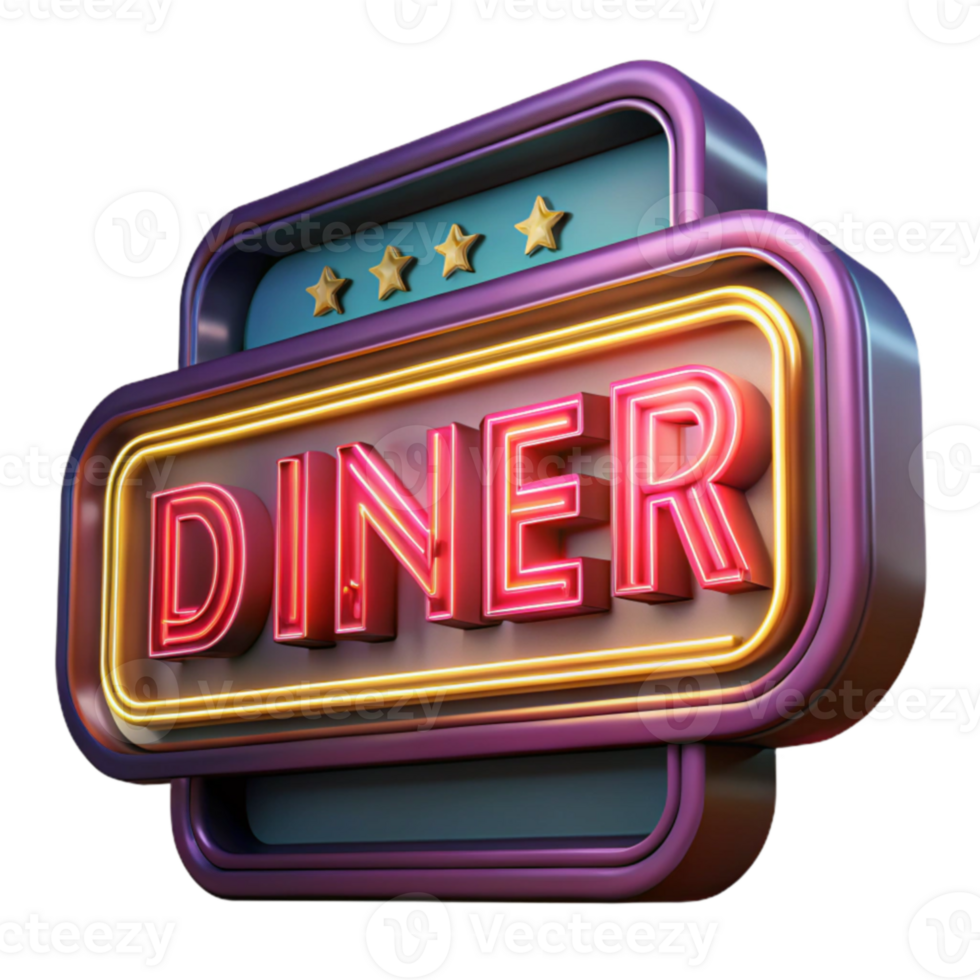 serene rustic Retro Diner Sign 3D Render 4K png