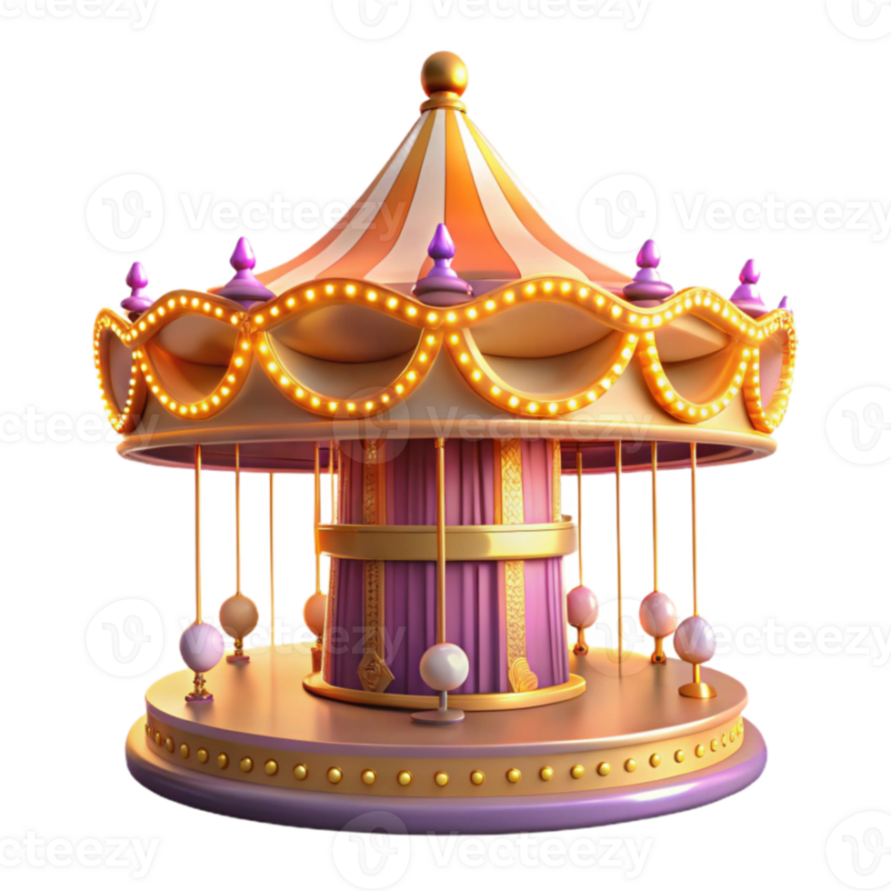 dramatic creative Whimsical Carousel 3D Render 4K png