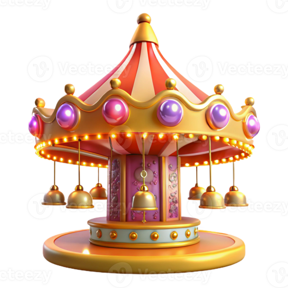 extraordinary vintage Whimsical 3D Carousel Illustration exclusive png