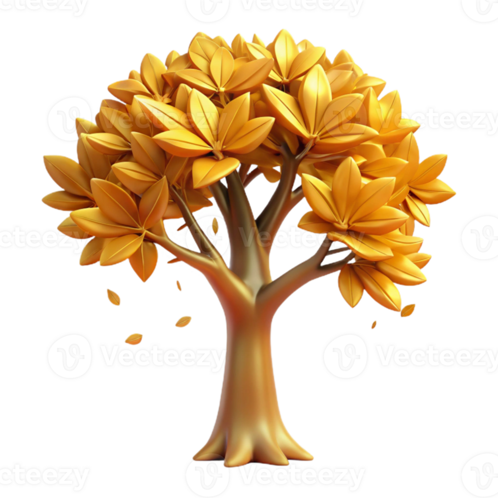 stunning traditional Golden Autumn Tree 3D Render high resolution png