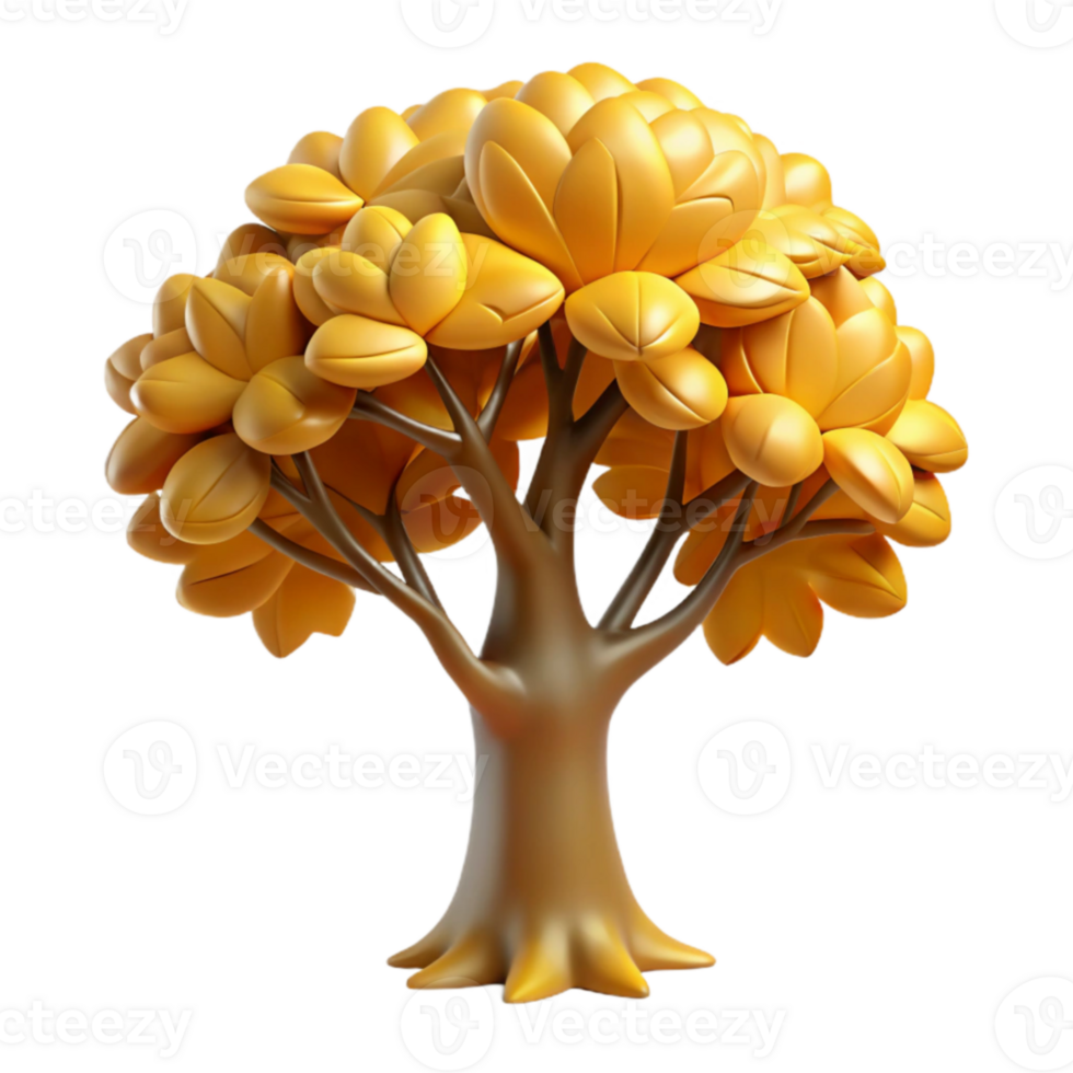 stunning contemporary Golden Autumn Tree 3D Render original png