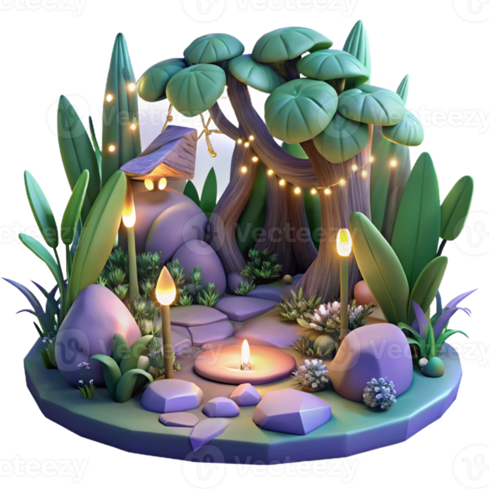 serene minimalist Enchanted 3D Forest Scene genuine png