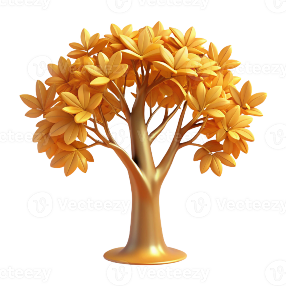 impressive artistic Golden Tree 3D Render premium png