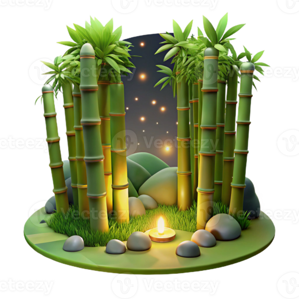 beautiful classic Serene Bamboo Grove 3D Illustration genuine png