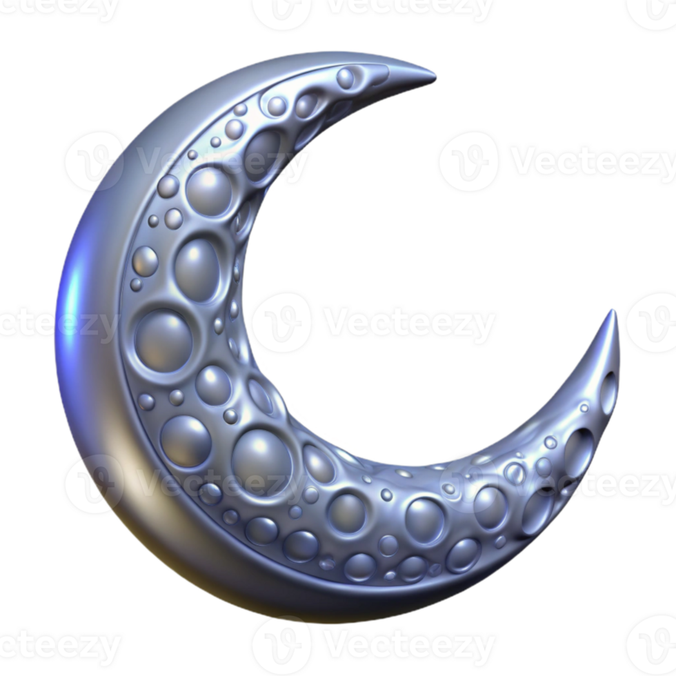 wonderful rustic 3D Render of Crescent Moon with Bubbles high quality png