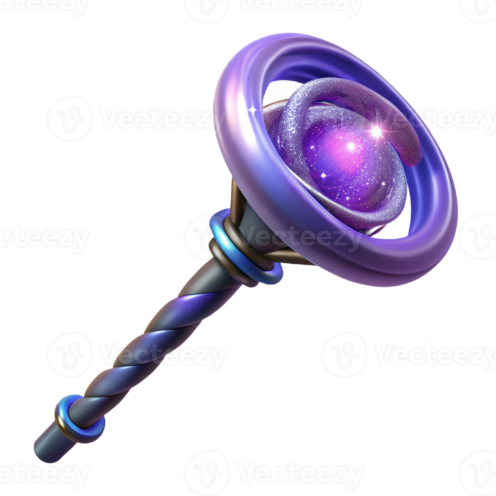 magnificent classic Cosmic Spiral Wand 3D Render detailed png
