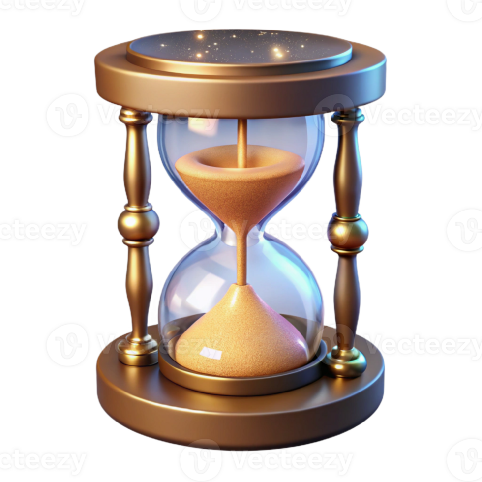 extraordinary creative Elegant 3D Hourglass Illustration Time Sand Grains 4K png