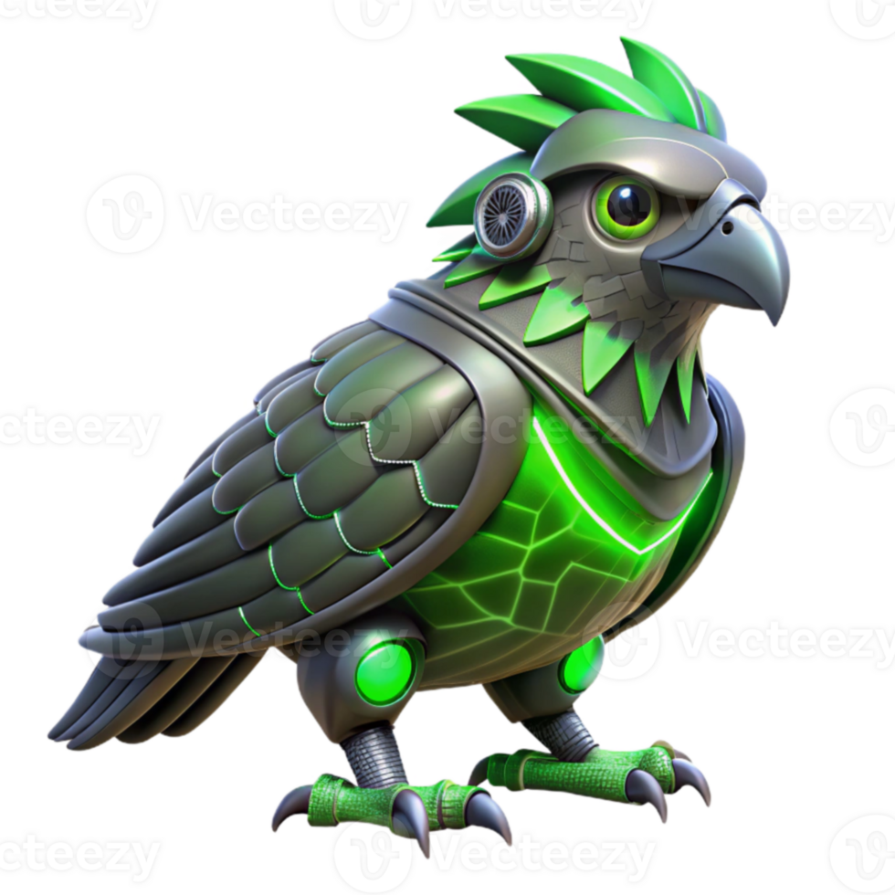 impressive artistic Cybernetic Bird 3D Render high resolution png