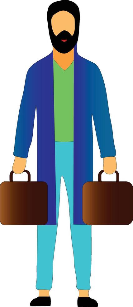 A young man taking two brown bag in hand vector