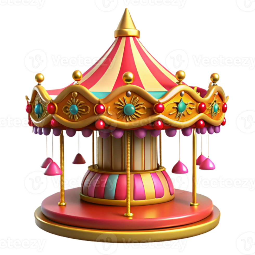 magnificent classic Whimsical 3D Carousel Illustration exclusive png