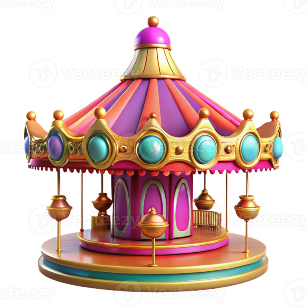 elegant creative Whimsical 3D Carousel Illustration professional png