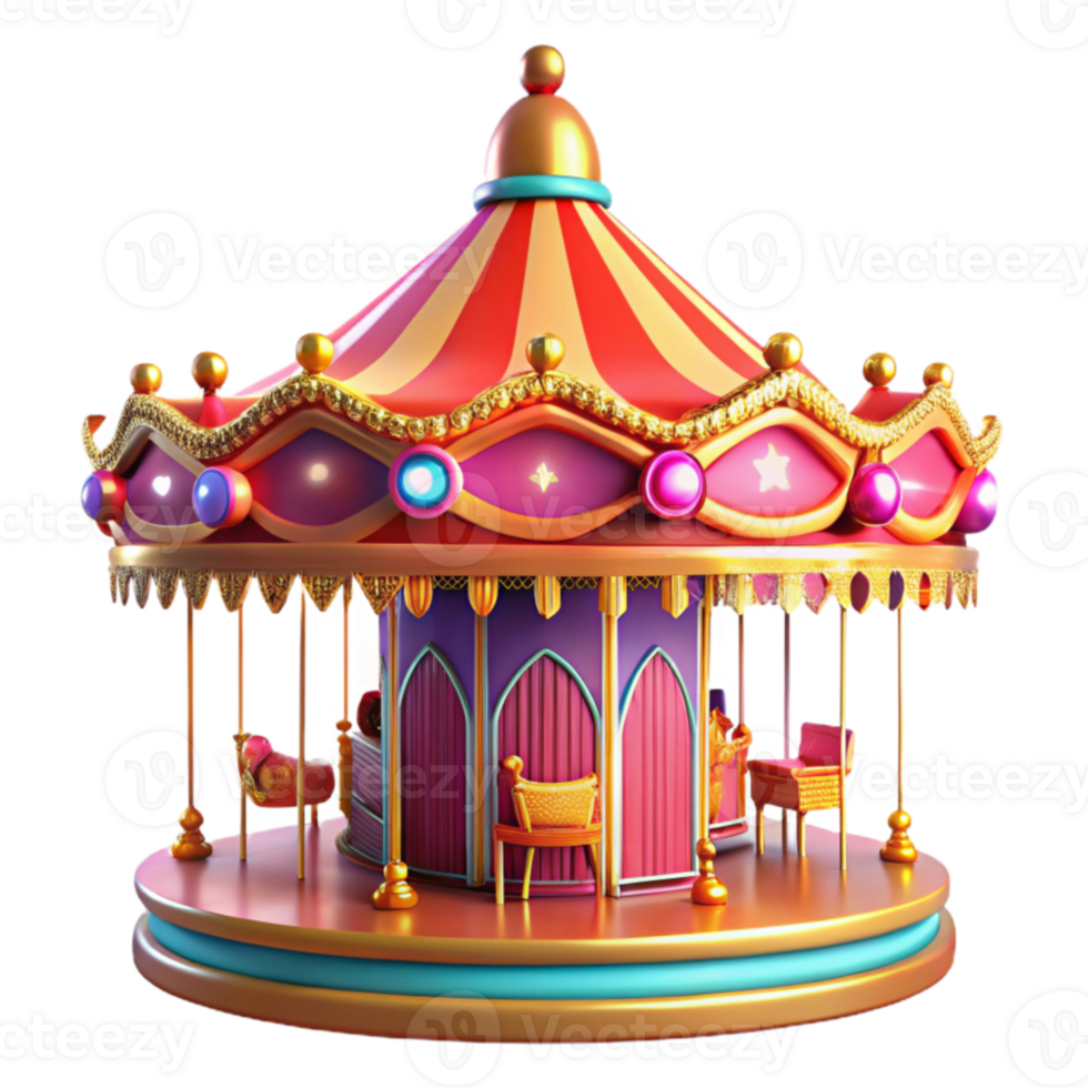serene abstract Whimsical Carousel 3D Render authentic png
