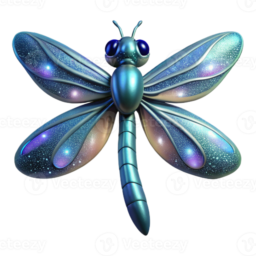 magnificent creative Sparkling Dragonfly 3D Illustration premium png