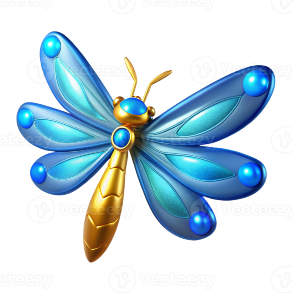 magnificent modern 3D Render Golden Dragonfly Illustration genuine png
