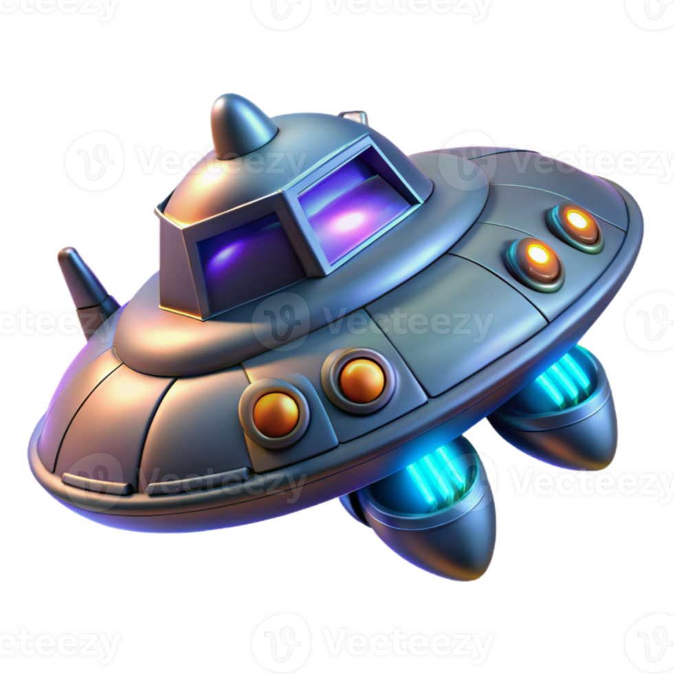 serene rustic 3D Render Cartoon UFO Spaceship original png