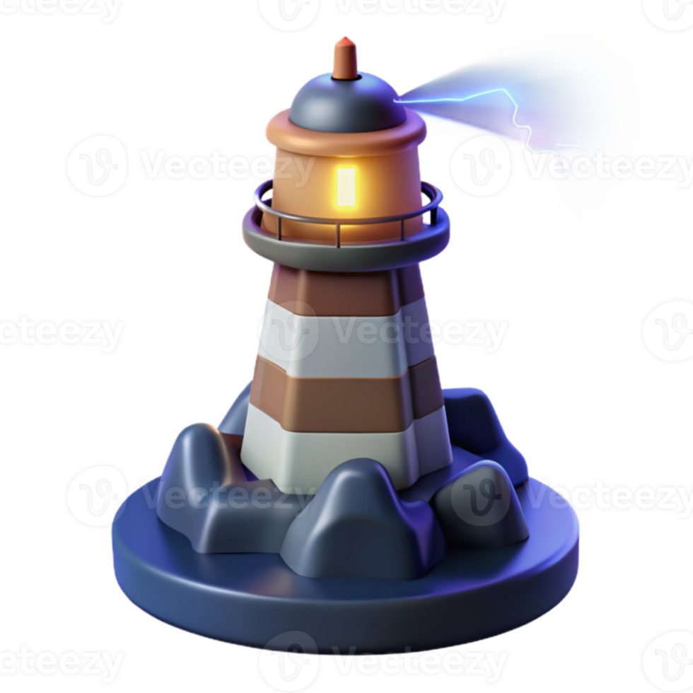 elegant vintage Lighthouse 3D Model Render high resolution png
