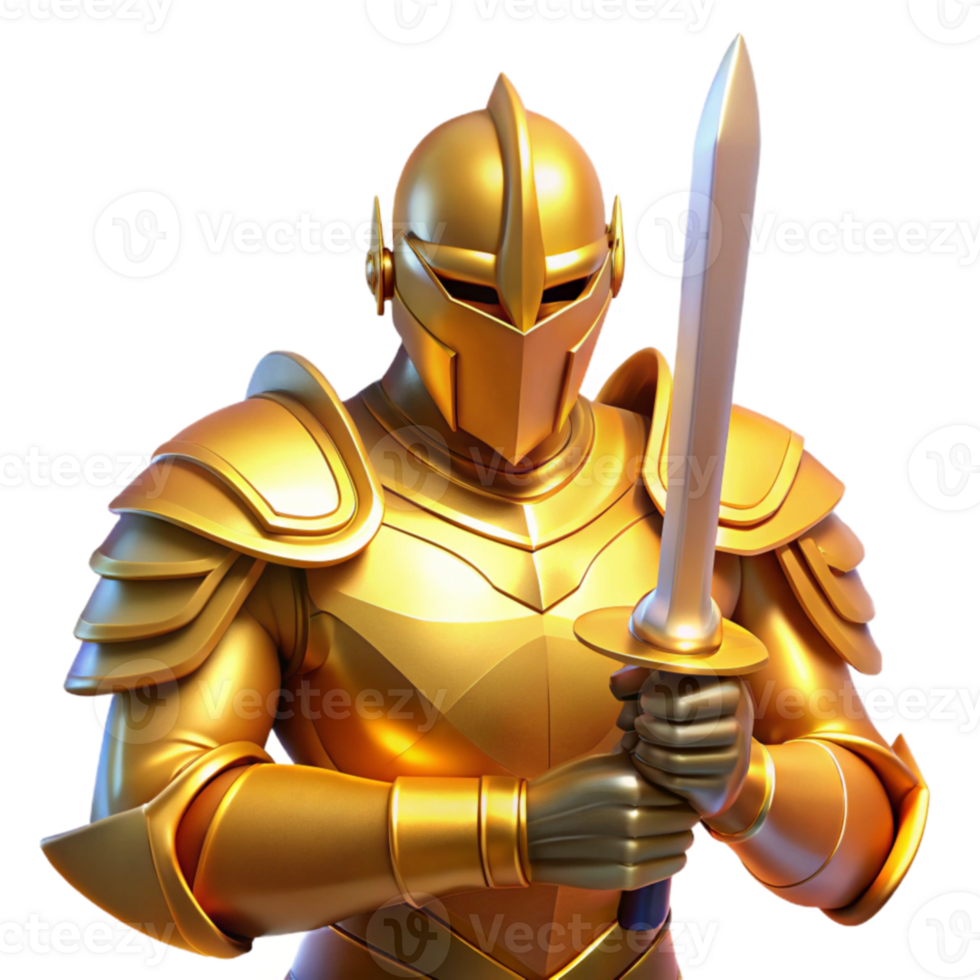 serene abstract Golden Knight 3D Illustration exclusive png