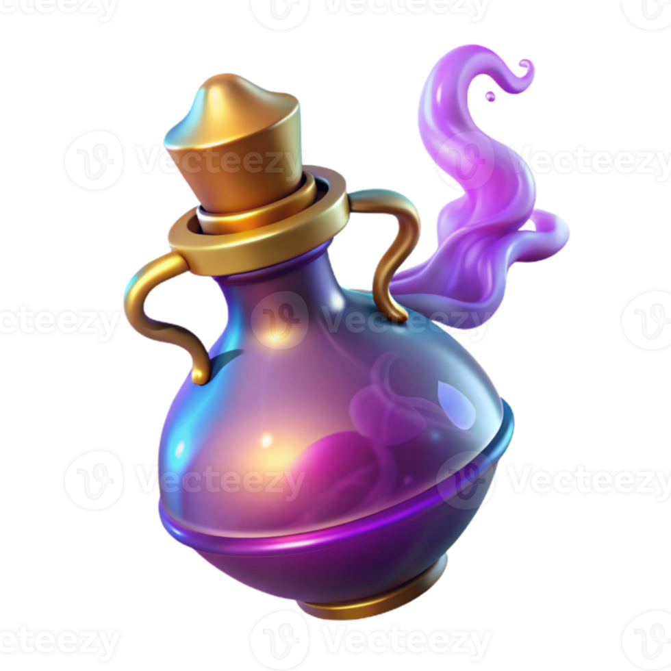 extraordinary abstract Fantasy Potion Bottle 3D Render high quality png