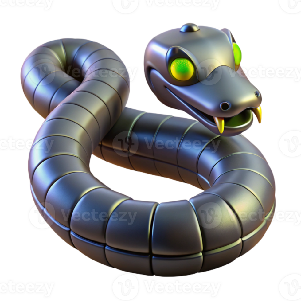 extraordinary rustic 3D Render Metallic Snake Illustration high quality png