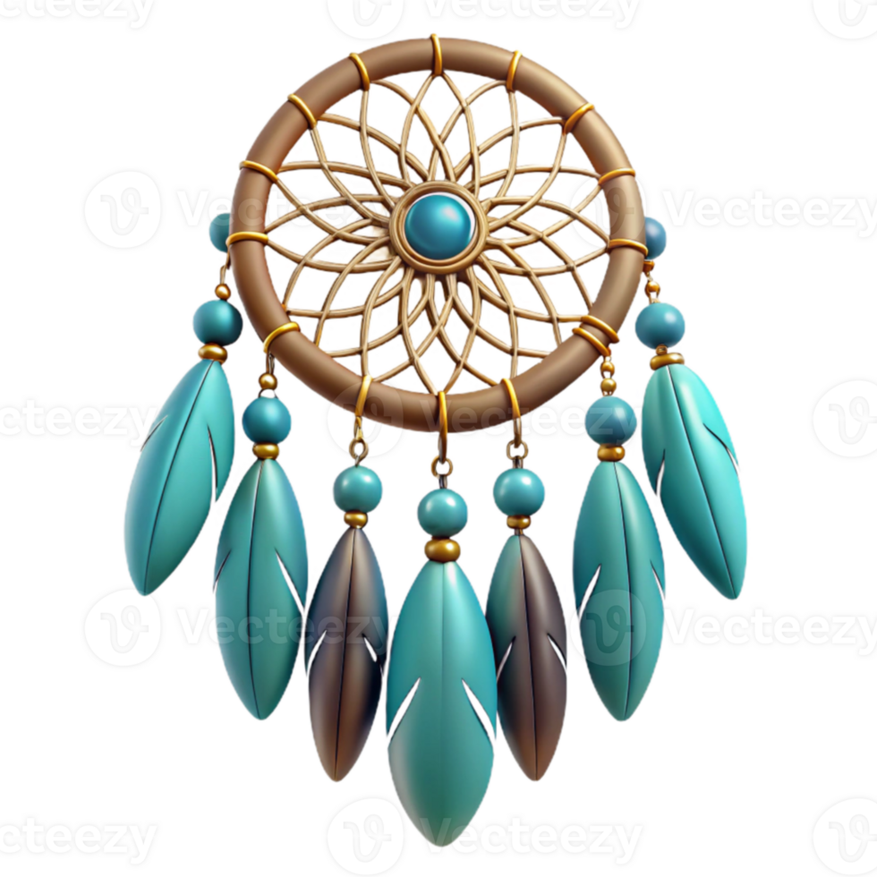 magnificent modern Teal Dreamcatcher 3D Illustration professional png