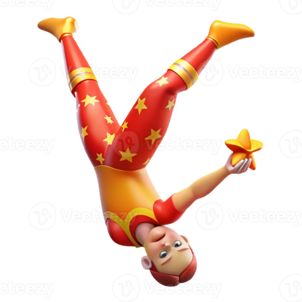 magnificent minimalist 3D Render Circus Acrobat Upsidedown high quality png