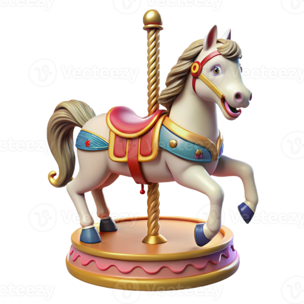 serene minimalist Carousel Horse 3D Render professional png