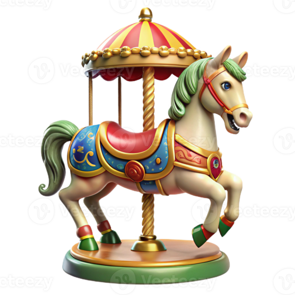 elegant minimalist Carousel Horse 3D Render 4K png
