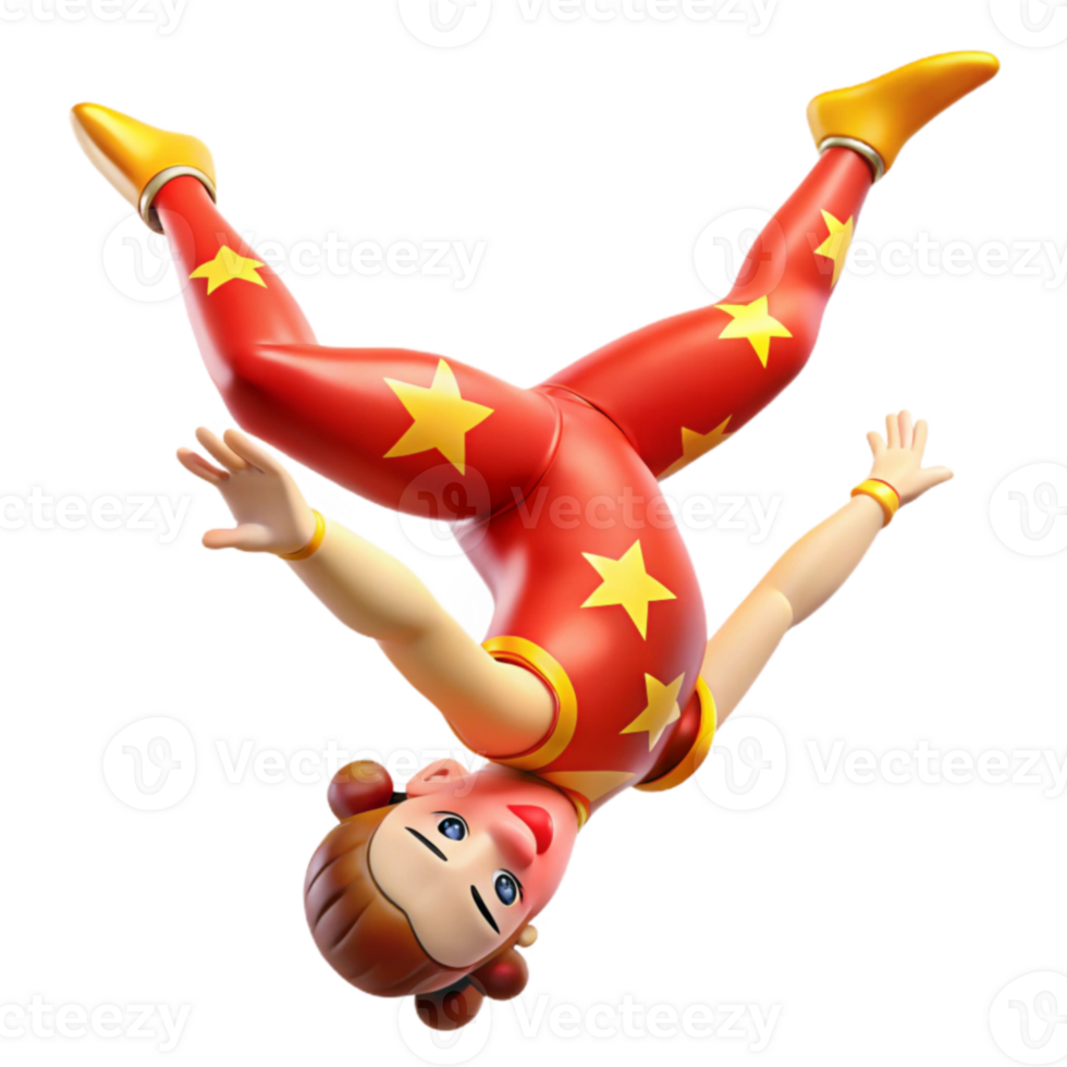 serene creative 3D Cartoon Acrobat detailed png