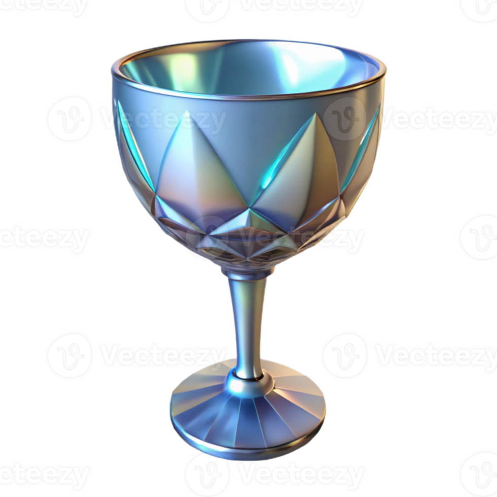 vibrant contemporary Iridescent Glass Goblet 3D Render original png