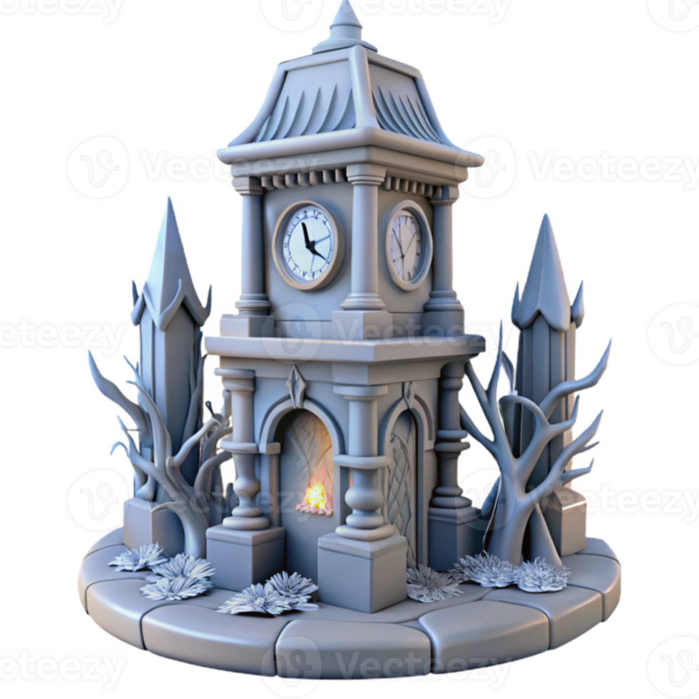 elegant modern Enchanted Clock Tower 3D Render detailed png