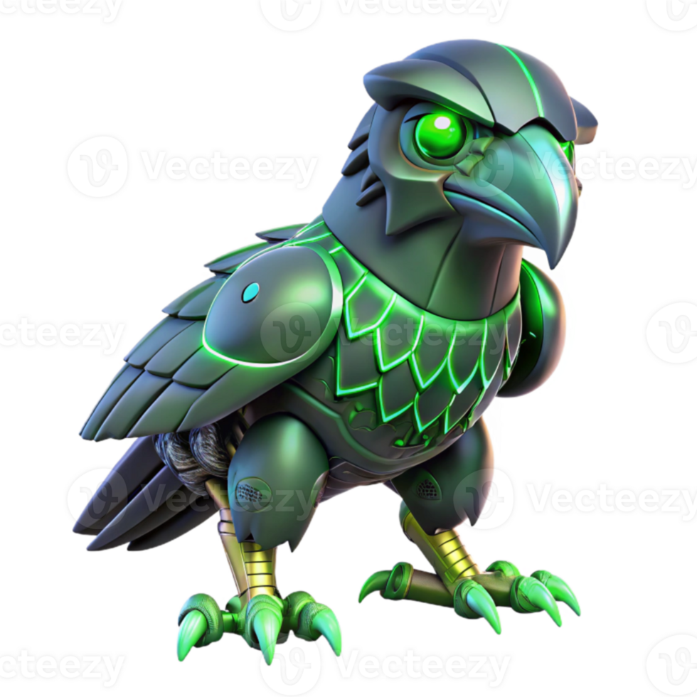 beautiful abstract Robotic Raven 3D Render original png