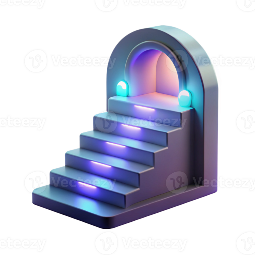 elegant minimalist 3D Render of Illuminated Steps Leading to Archway premium png