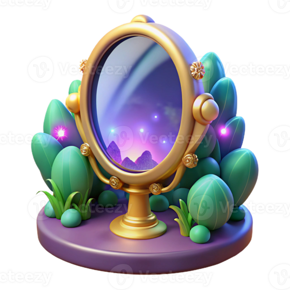 elegant abstract Enchanted Mirror 3D Render high quality png