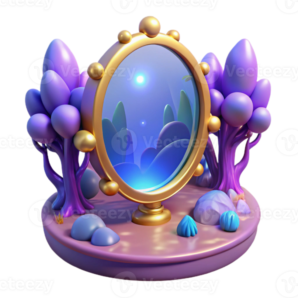 stunning vintage Enchanted Mirror 3D Render original png