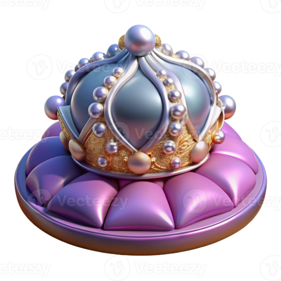 impressive classic 3D Render Regal Crown on Cushion high quality png