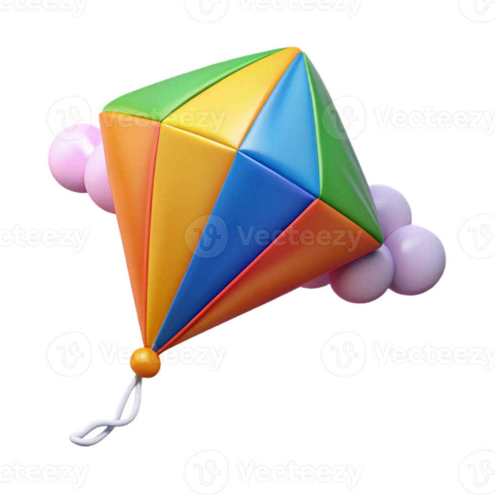 extraordinary vintage Rainbow Kite 3D Render exclusive png