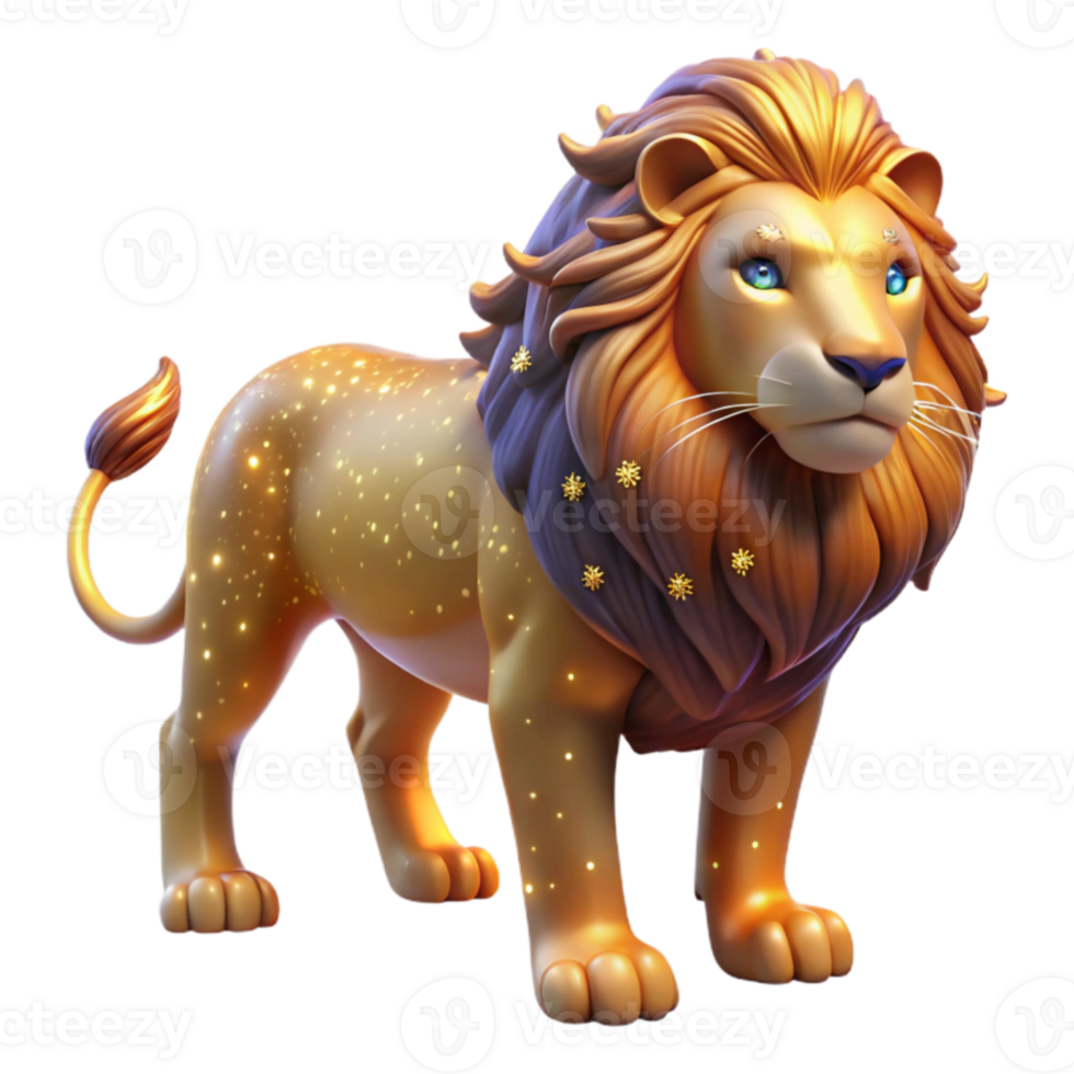 impressive creative Golden Lion 3D Render original png