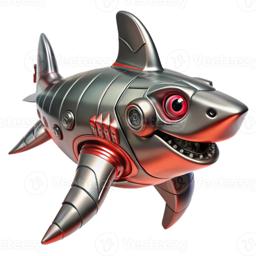 wonderful classic Robotic Shark 3D Render professional png