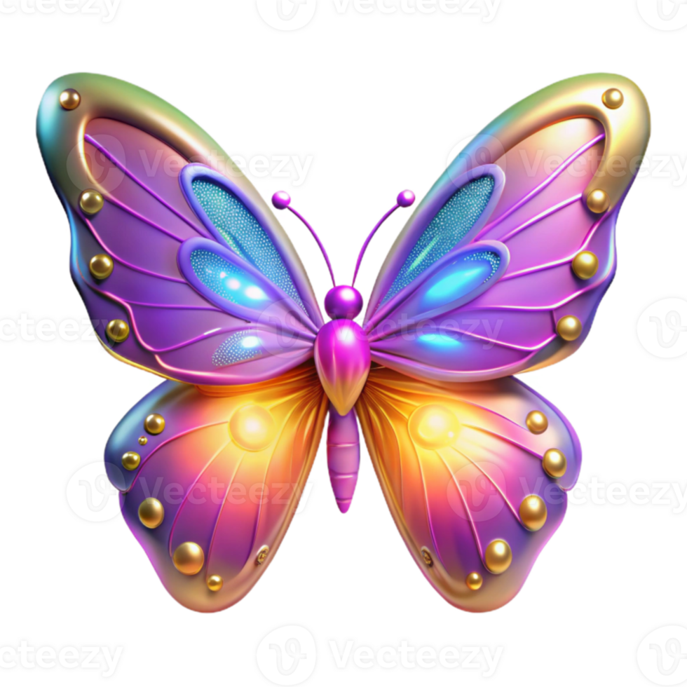 extraordinary classic Luminous Butterfly 3D Render high resolution png