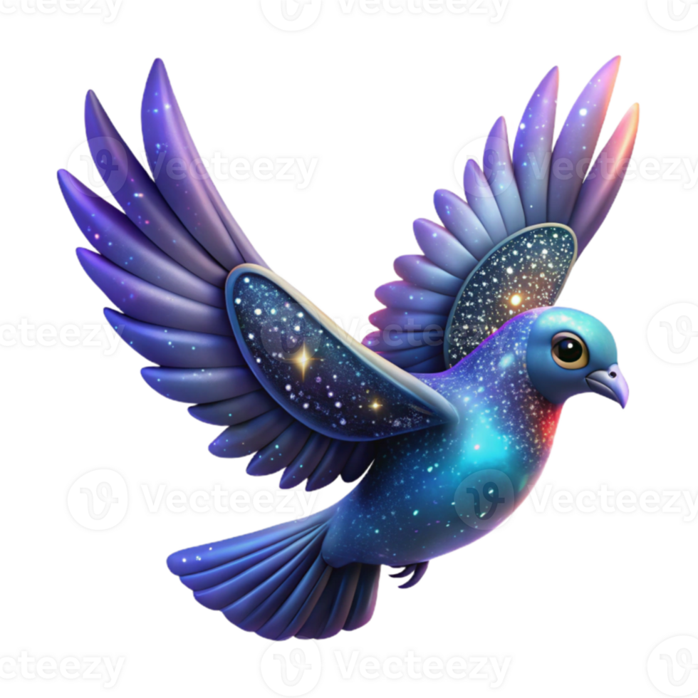beautiful minimalist Cosmic Dove 3D Illustration original png