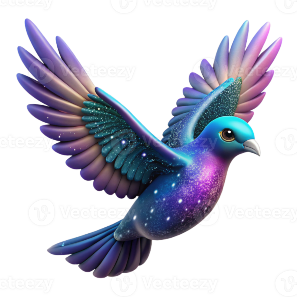 impressive rustic Cosmic Bird 3D Illustration high quality png