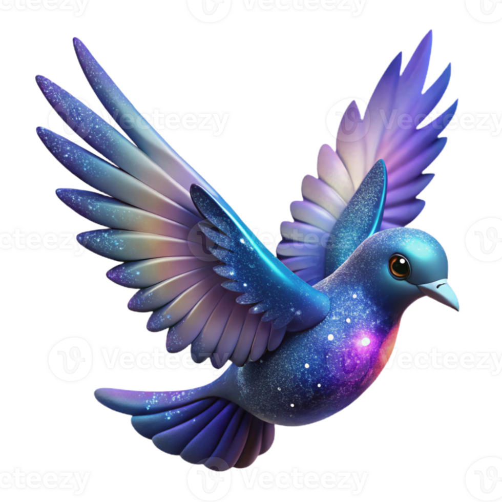 impressive rustic Cosmic Bird 3D Illustration authentic png
